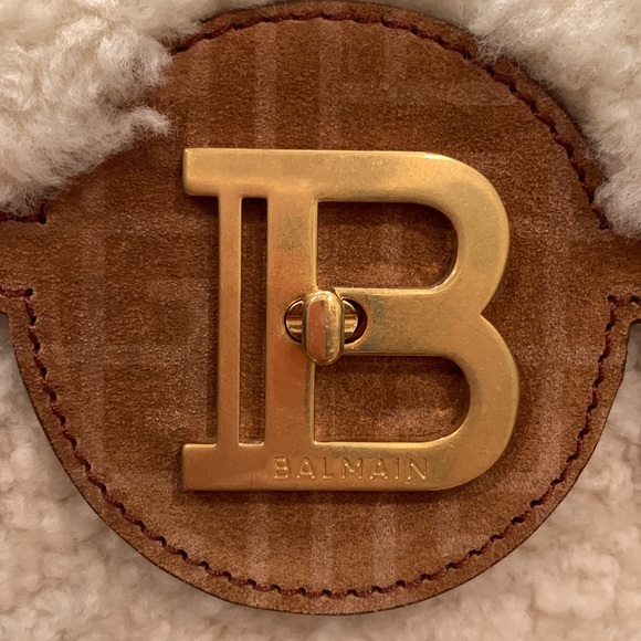 Balamain B-Buzz 23 Shearling Panel Tote Bag - Picture 8 of 16